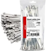Inne mocowania - Opaski zaciskowe metalowe ze stali nierdzewnej 4.6x200mm 100 szt. amio-04321 - miniaturka - grafika 1