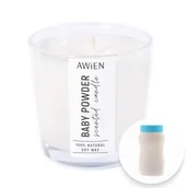 Świece - Świeca Zapachowa Sojowa w Szkle Puder z Bawełnianym Knotem Baby Powder - miniaturka - grafika 1