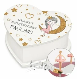 Szkatułka na biżuterię w kształcie serca z pozytywką i nadrukiem dla dziewczynki na imieniny - Pozytywki dla dzieci Szkatułka na biżuterię w kształcie serca z pozytywką i nadrukiem dla dziewczynki na imieniny - Pozytywki dla dzieci - miniaturka - grafika 1