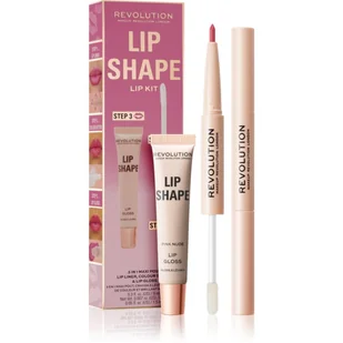 Makeup Revolution London Lip Shape Zestaw błyszczyk do ust Lip Shape Lip Gloss 9 ml + konturówka i utrwalacz pomadki 2 In 1 Lip Liner & Colour Setter 1,7 ml - Zestawy kosmetyków damskich - miniaturka - grafika 1