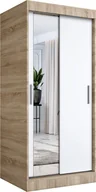 Szafy - MKPOL Szafa przesuwna MODUO COMFORT 120 dąb sonoma/biała mat z lustrem po lewej - miniaturka - grafika 1