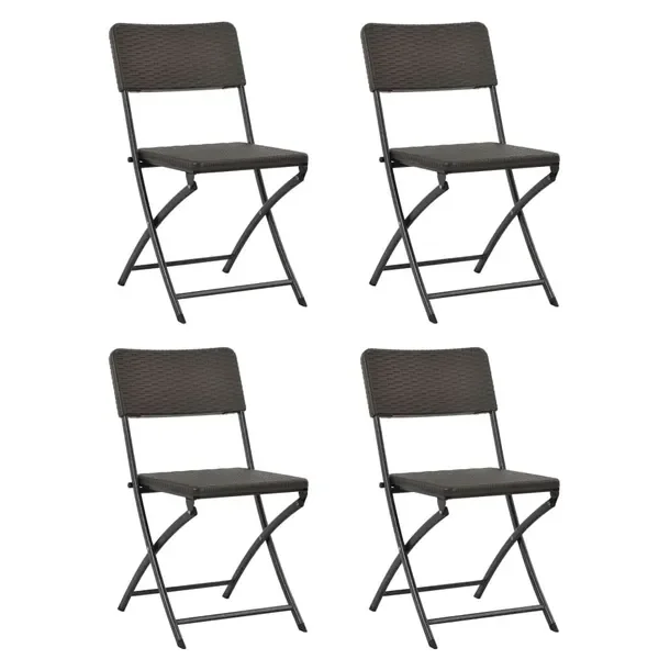 Zestaw 4 Składanych Krzeseł Ogrodowych HDPE Stal Brązowe 45x54x81 cm