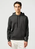 Bluzy męskie - felpa uomo wrangler 112364289 sign off hoodie faded black - miniaturka - grafika 1