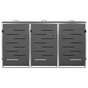 vidaXL Osłona na 3 kosze na śmieci 207x77,5x115 cm stal nierdzewna 149560 - Kosze na śmieci - miniaturka - grafika 6