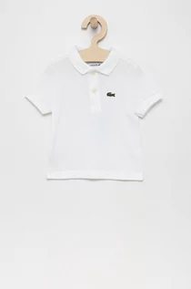 Koszulki dla dziewczynek - Lacoste Polo dziecięce kolor biały z aplikacją - grafika 1
