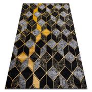 Dywany - Dywan GLOSS nowoczesny 400B 86 stylowy, glamour, art deco, 3D geometryczny czarny / złoty, 140x190 cm - miniaturka - grafika 1