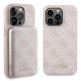 Zestaw etui Guess 4G Metal Logo na iPhone 14 Pro + powerbank 5000mAh MagSafe - różowy - Etui i futerały do telefonów - miniaturka - grafika 1