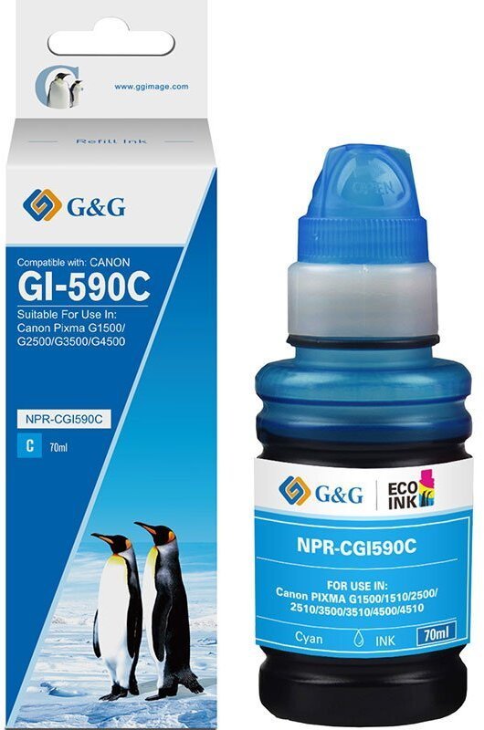 Tusz G&G Uzupełniający kompatybilny z Canon GI-590C/1604C001 Cyjan 70ml 19387
