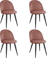 Krzesła - Fabryka Mebli Akord 4x Welurowe krzesło tapicerowane pikowane glamour SJ.077 Różowe - miniaturka - grafika 1