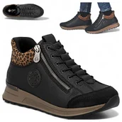 Półbuty damskie - Rieker Sneakersy Damskie Sportowe Wygodne Półbuty Ocieplane Zamek Czarne 39 - miniaturka - grafika 1