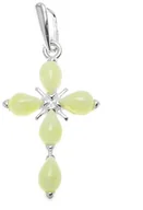 Biżuteria religijna - Srebrny krzyżyk z bursztynem - miniaturka - grafika 1