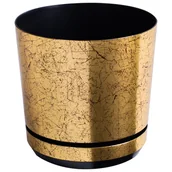 Donice - 14 cm wzór STARE ZŁOTO * Doniczka z podstawką * klasyczna *elegancka *rustykalna * z połyskiem * z drenażem - miniaturka - grafika 1