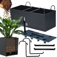 Donice - Doniczka balkonowa 51cm + uchwyty / haki, nawadniacz Skrzynka na balkon + keramzyt 2l - miniaturka - grafika 1