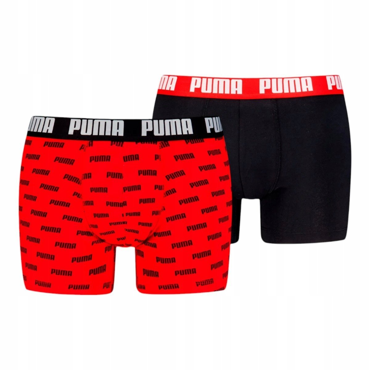 PUMA BOKSERKI MĘSKIE MAJTKI BOXER 2P CZARNE/CZERWONE r.M