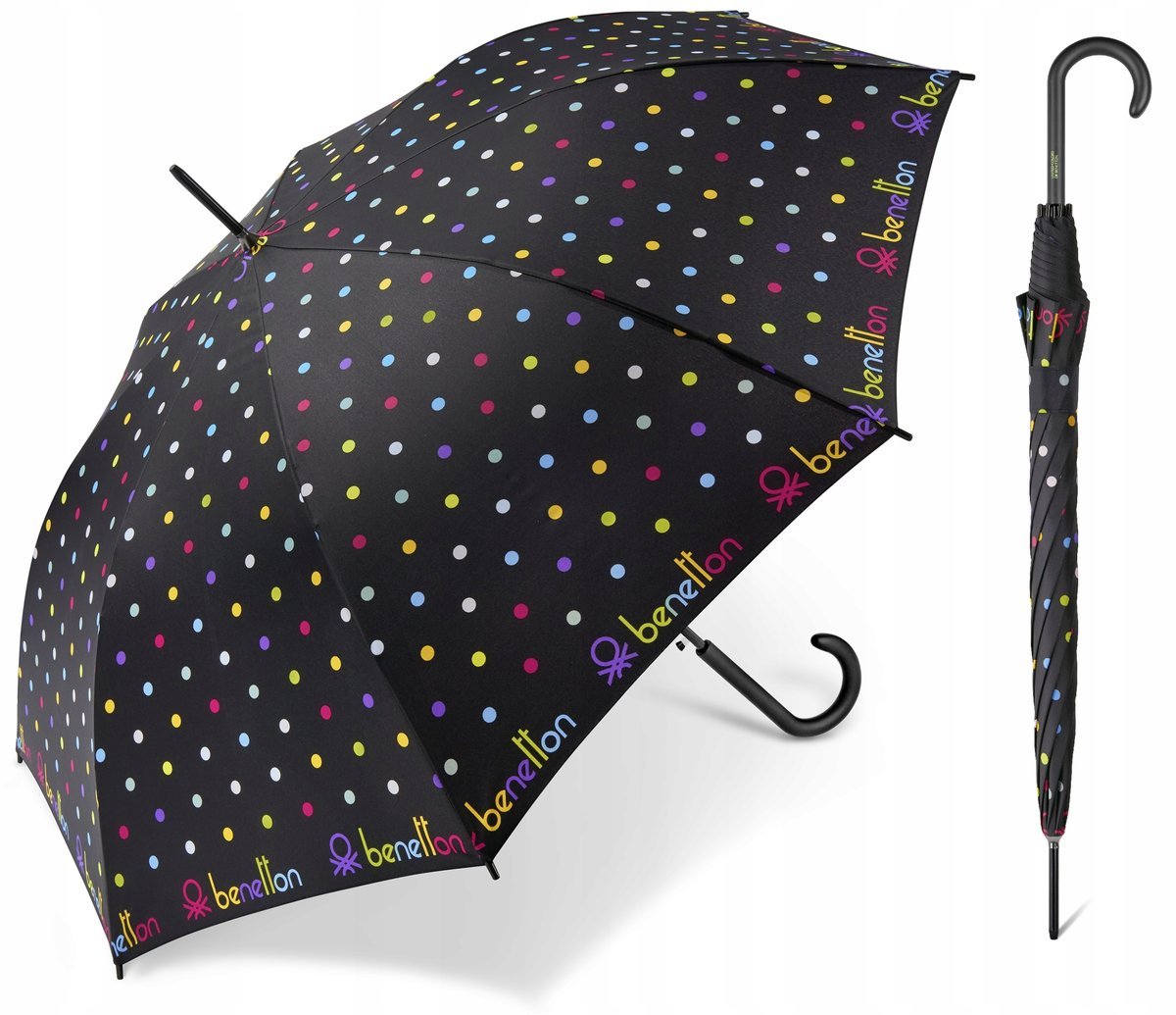 Parasol Parasolka Damska Męska Benetton Długa Kropki Automatyczna