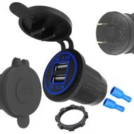 Ładowarki samochodowe - ŁADOWARKA SAMOCHODOWA MONTAŻOWA USB 12V-24V 4.2A RING niebieski LED - miniaturka - grafika 1