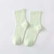 Skarpetki damskie - Skarpety gładkie w pastelowe kolory - Light Green - miniaturka - grafika 1