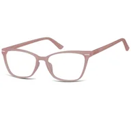 Okulary korekcyjne, oprawki, szkła - Damskie okulary optyczne zerówki kocie oczy Sunoptic CP118E mleczny różowy - miniaturka - grafika 1