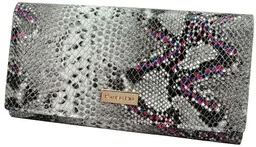 Portfel Damski Skórzany PATRIZIA Lakierowany Długi Max Z Suwakiem SN-106 SZARO-RÓŻOWY 19 x 10 x 3,5 [cm] - Portfele - miniaturka - grafika 1