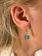 Kolczyki - Kolczyki srebrne z malachitem naturalnym - miniaturka - grafika 1