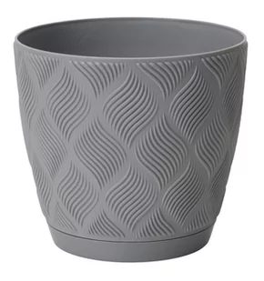 Doniczka Flow petit ECO recycled z podstawką 13 platyna - Donice - miniaturka - grafika 1