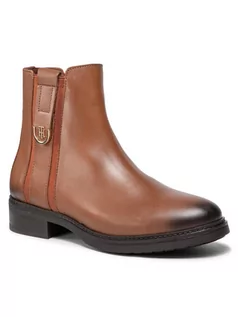 Botki damskie - Tommy Hilfiger Botki Th Hardware Leather Boot FW0FW05996 Brązowy - grafika 1