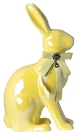 Wielkanoc - Królik ceramiczny żółty z żółtą kokardą, 47x28x17cm - miniaturka - grafika 1