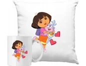 Gadżety dla niej i dla niego - ZESTAW PODUSZKA + KUBEK Dora Poznaje Świat Pomysł Na Prezent +IMIĘ #6 - miniaturka - grafika 1