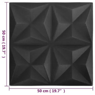 vidaXL Panele ścienne 3D, 48 szt., 50x50 cm, czarny origami, 12 m² 150918 - Panele ścienne i boazeria - miniaturka - grafika 7