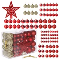 Bombki - Bombki choinkowe 100 szt. ozdoby świąteczne zestaw 6/4/3 cm czerwone CA0122 - miniaturka - grafika 1
