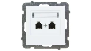 LEDart telefoniczne podwójne, bez ramki - Ospel As GPT-2GN/m/00, kolor biały - Gniazdka elektryczne - miniaturka - grafika 2