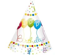 Balony i akcesoria - Procos Czapeczki papierowe "Happy Birthday Baloniki", PROCOS, 6 szt. 81906 - miniaturka - grafika 1