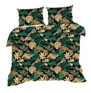 Pościel - Extrapościel Pościel bawełniana 160x200 liście czarna zielona złota 1497N Classic - miniaturka - grafika 1