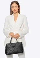 Torebki damskie - Damski kuferek z imitacji skóry w tłoczenie czarny - miniaturka - grafika 1