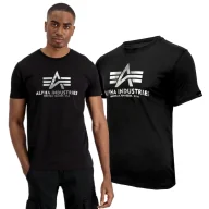 Odzież taktyczna i umundurowanie - Koszulka Alpha Industries Basic Foil Print 100501FP 530 - Czarna/Srebrna L - miniaturka - grafika 1