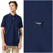 Koszulki męskie - Wrangler POLO SHIRT Navy bawełniana koszulka polo męska małe logo S - miniaturka - grafika 1