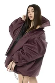 Kurtki damskie - Kurtka typu bomber oversize burgundowy - miniaturka - grafika 1