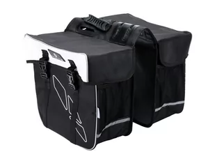 Sakwa 2-komorowa na bagażnik M-WAVE  czarno-biała - Sakwy rowerowe - miniaturka - grafika 1