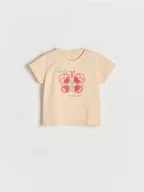 Bluzki dla niemowląt - Reserved - T-shirt z haftem - beżowy - miniaturka - grafika 1