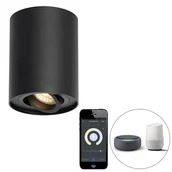 Lampy sufitowe - QAZQA Inteligentny punkt sufitowy czarny regulowany z Wifi GU10 - Rondoo up - miniaturka - grafika 1