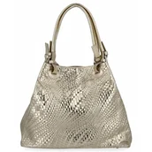 Torebki damskie - Modna Torebka Skórzana Shopper Bag 527 Złota - miniaturka - grafika 1