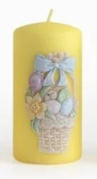 Lumarko Świeca Koszyczek Walec Średni 7x14cm Żółta - Świece - miniaturka - grafika 1