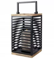 Świeczniki - Latarnia lampion metalowy na świece LOFT czarny - miniaturka - grafika 1