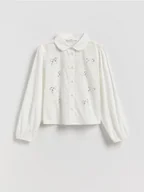 Bluzki dla dziewczynek - Reserved - Koszula z cyrkoniami - złamana biel - miniaturka - grafika 1