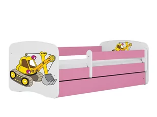 Łóżko dla dziecka, barierka, Babydreams, koparka, różowe - Łóżka dla dzieci i młodzieży - miniaturka - grafika 1