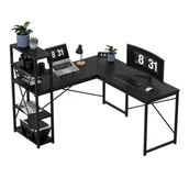 Biurka - Biurko Leader 5.9, montaż z lewej i prawej strony, cztery półki, 145 x 57 x 120 cm, Czarny - miniaturka - grafika 1