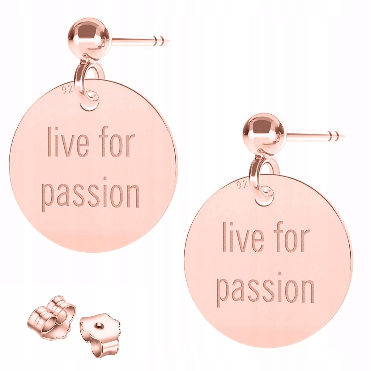 Kolczyki Pozłacane Okrągłe Napis Pasja Live Passion Koła Kółka SREBRO 925