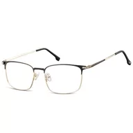 Okulary korekcyjne, oprawki, szkła - Oprawki korekcyjne zerówki okulary męskie prostokątne 894 złoty + czarny - miniaturka - grafika 1