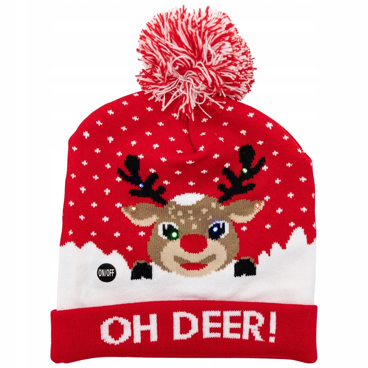 Czapka Renifer LED Święta, roz. uniwersalny
