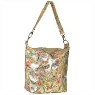 Torebki damskie - Lekka torba skórzana włoska złota w kwiaty - miniaturka - grafika 1